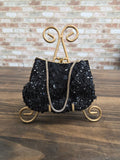 Black sequin beaded purse