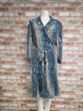 Wrap dress blue brown black